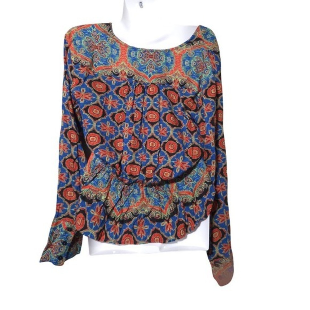 Free People Wrap Top Boho Floral Paisley Long Sleeve Y2k Artsy Gypsy Style - Picture 4 of 7